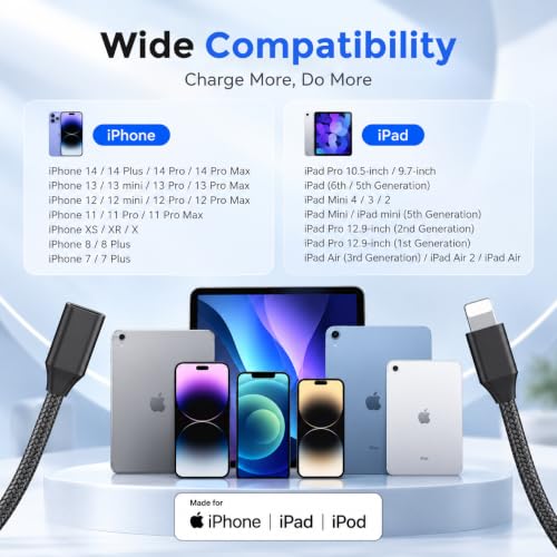 Image of Verilux Lighting Extension Cable for iPhone with MFi Certified 3.3FT /1M