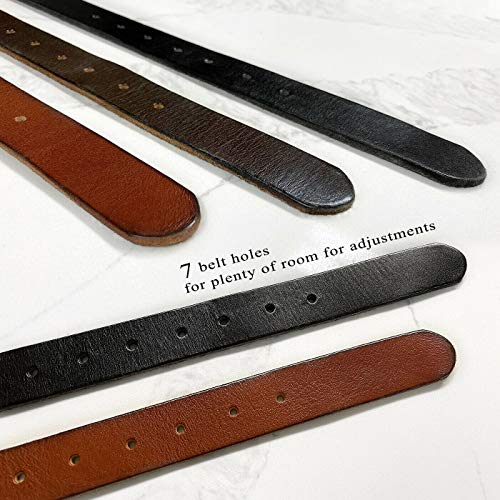 Genuine Full Grain 100% One Piece Leather Casual Belt Strap (1-1/8") / Women's Dress Belt (3/4"),Multi-Style Options3