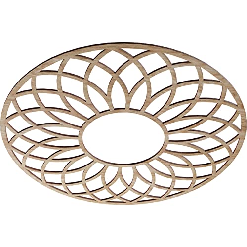 Image of Ekena Millwork 28 inchOD x 9 5 /8 inchID x 1 /4 inchT Cannes Wood Fretwork Pierced Ceiling Medallion, Red Oak