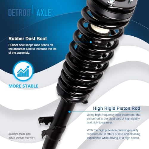 Image of Detroit Axle - Front Struts Kit for 2003-2008 Mazda 6, 2 Struts and Coil Spring Assembly 2 Sway Bars 4 Inner Outer Tie Rods 2004 2005 2006 2007 Replacement Suspension Kit