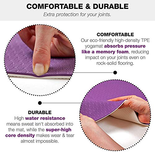 Image of IRIS Fitness Non Slip TPE Yoga Mat for Hot Yoga, Pilate , Gymnastics, Double Sided (72 inch x 24 inch x 6 mm, Purple White)