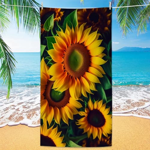 Brand-gangdiude Toalla con Estampado de Girasoles para Hombre y Mujer Manta Suave Secado rápido Absorbente Sin Arena Toalla de Playa para Ducha Yoga y natación