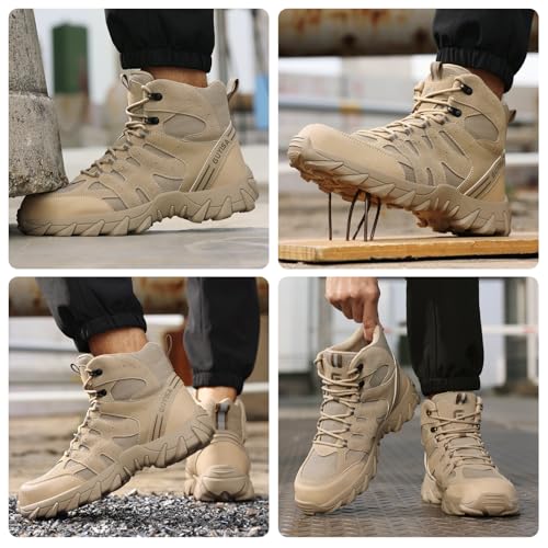 Image of Steel Toe Boots for Men Work Indestructible Safety Boots | Impact-Resistant, Puncture-Resistant, Comfortable, Wear-Resistant, Construction Factory, Warehouses, Jobsites