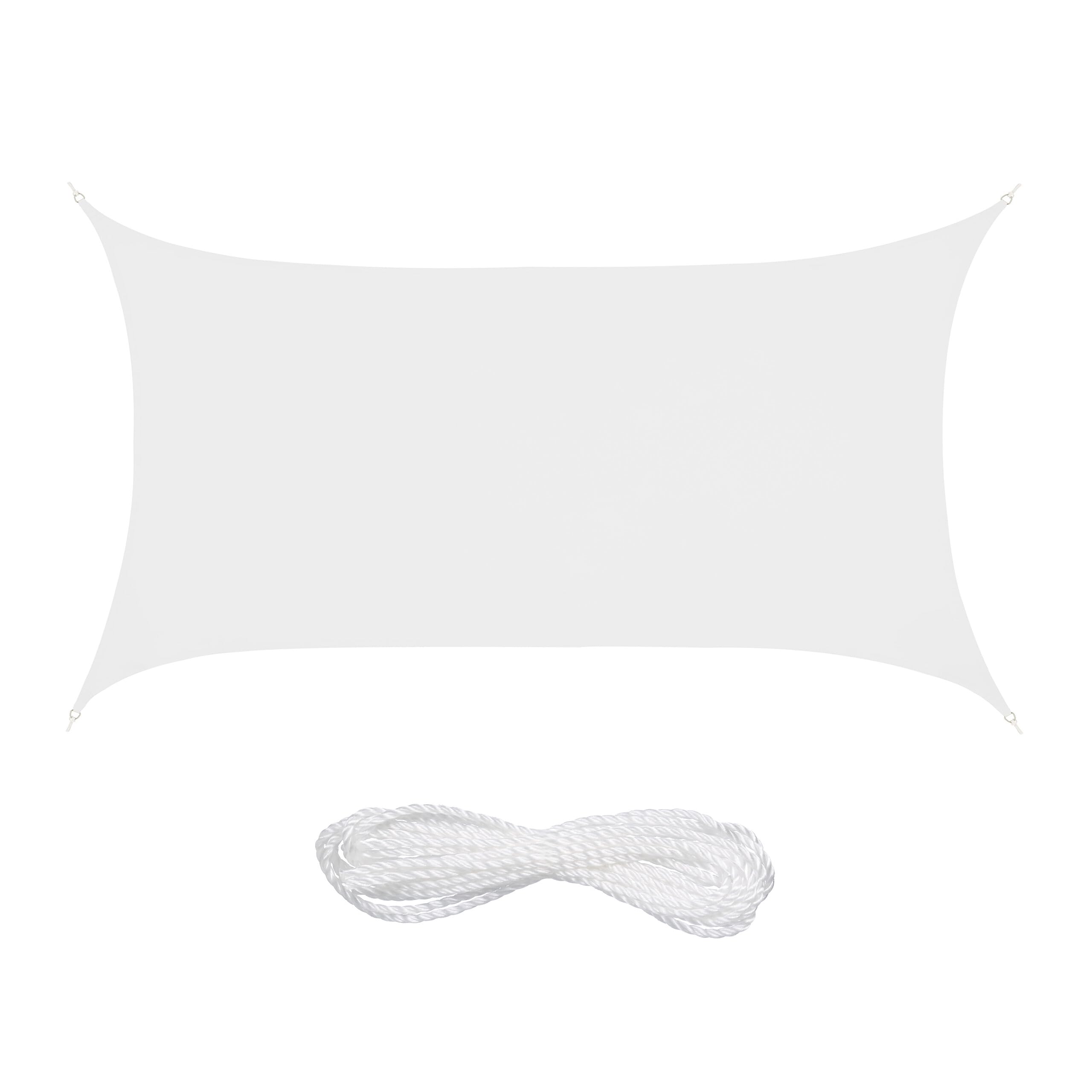 Voile d'ombrage hydrofuge 2x4m, pare-soleil rectangulaire blanc anti-UV avec cordes