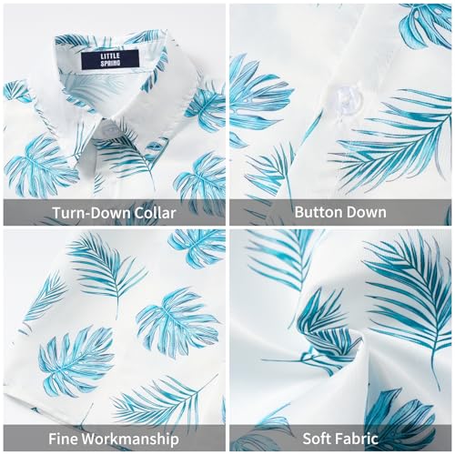 Image of LittleSpring Boys Summer Outfits Button Down Short Sleeve Hawaiian Shirts and Shorts Set