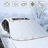 protector parabrisas ❄2.【Triple fijación】9 imanes en la parte delantera, que están firmemente adheridos a la superficie del automóvil; hay una cubierta de espejo retrovisor con tiras reflectantes; las solapas en ambos lados están sujetas por la puerta para fijar la cubierta protectora
