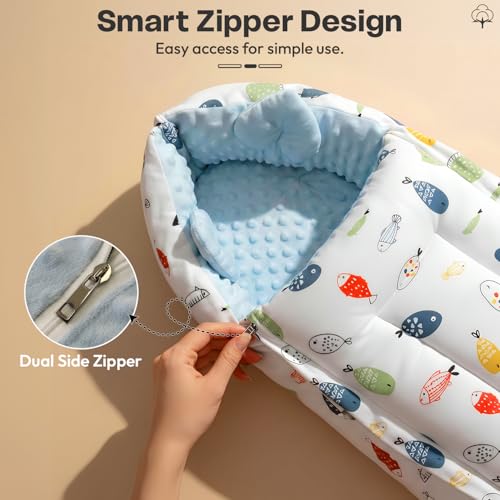 Image of StarAndDaisy 3 in 1 Baby Sleeping Bag /Baby Bedding Set for new Born, Baby Bed for New Born /Foldable & Washable Cotton Design /Comfortable Sleeping Bag for Baby Bed for 0-12 Months (White)