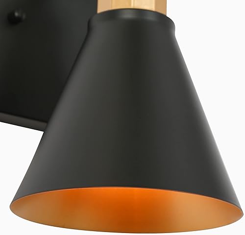 Miniatura 5 de ZEVNI Luces de tocador para baño, apliques de pared dorados modernos, lámpara de pared industrial con pantalla de metal acampanada