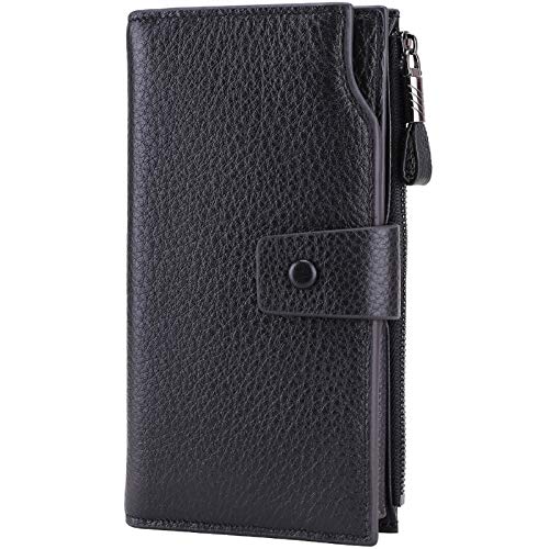 Itslife Women's RFID Blocking Large Capacity Luxury Wax Genuine Leather Clutch Wallet Ladies Card holder