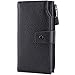 Itslife Women's RFID Blocking Large Capacity Luxury Wax Genuine Leather Cluth Wallet Card Holder Ladies Purse (Natural Black RFID BLOCKING)