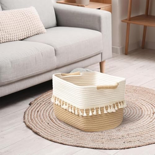 Panier de rangement en coton pour placards encombrés et linge - 4
