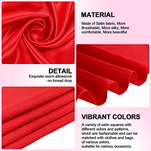 Tarpop 24 Pcs Women Square Neck Scarf Small Satin Scarf Solid Color Head Thin Handkerchief for Women, 23.6 x 23.6 Inches, 24 Colors4