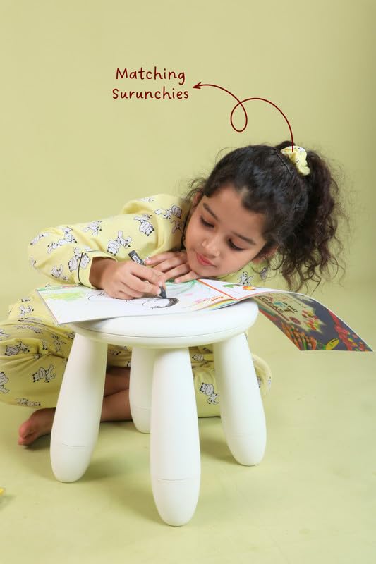 Image of Tweeny Mini Kids Girls Pure Rayon Night Suit | Sleepwear| Night Wear | Nightdress | Top Shirt & Pyjama Combo Set Floral Printed with Pockets Full Sleeves
