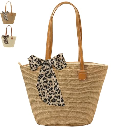 【Abbinamento perfetto alla moda】Questa borsa di paglia è stata progettata appositamente per l'estate e lo stile da spiaggia. Il design semplice ed elegante ti permette di abbinare facilmente diversi outfit estivi, e la borsa in paglia naturale e salutare ti mantiene fresco e comodo durante le calde giornate estive