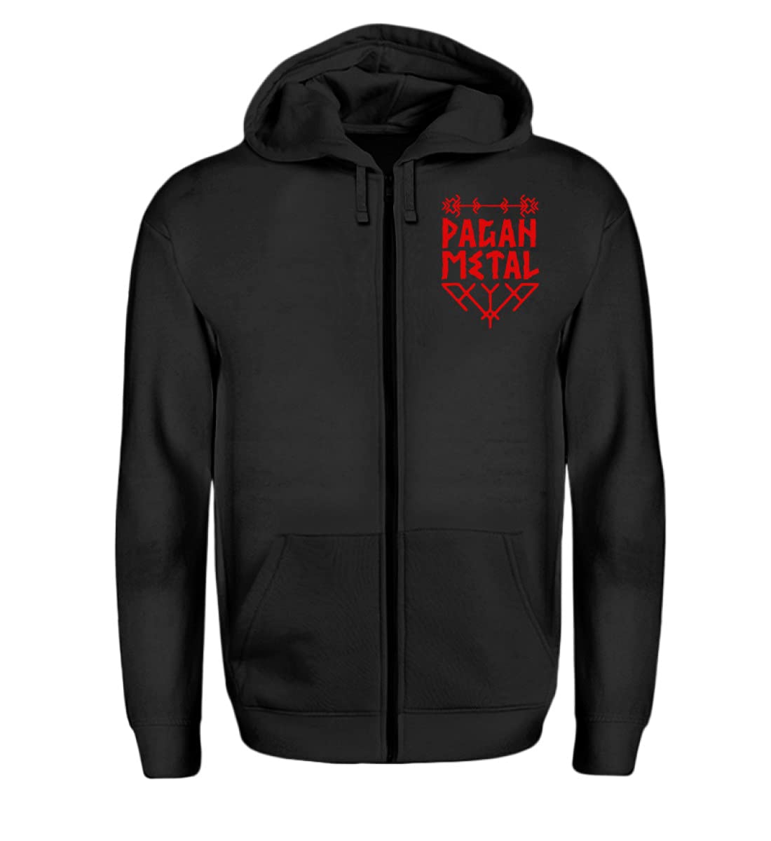 Pagan Metal (Rosso) Generico Asatru Wikinger Viking Metal Odin Thors Hammer - Zip-Hoodie Nero XL