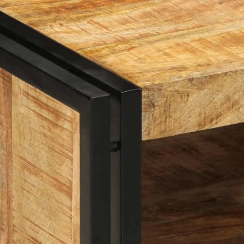 Table basse en manguier massif brut et fer forgé durable style industriel rustique