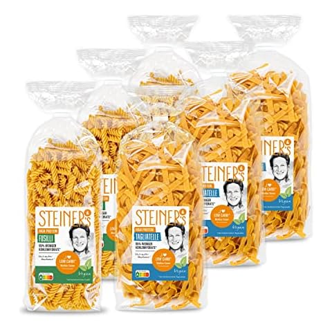 STEINER´s Pasta Nudeln | High Protein Tagliatelle + High Protein Fusilli | 95% weniger Kohlenhydrate | 49g Protein | low carb, ballaststoffreich, (STEINER's High Protein Pastamix, 3+3 Pack) Cover