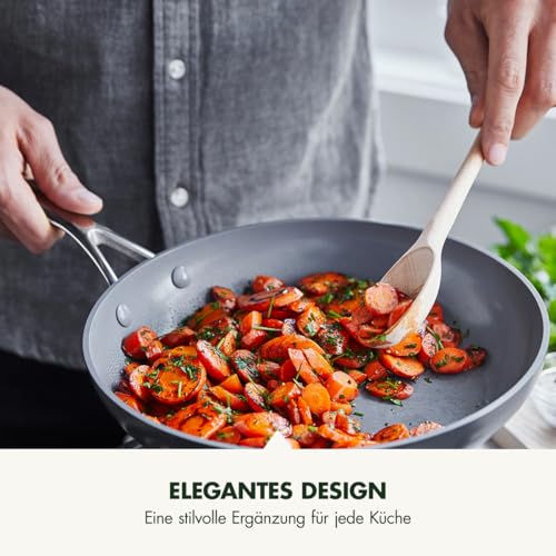 GreenPan Valencia Pro Harteloxierte Gesunde Keramik Antihaft 28 cm Bratpfanne, PFAS-frei, Edelstahl-Griff, Induktion, Spülmaschinenfest, Backofenfest, Grau
