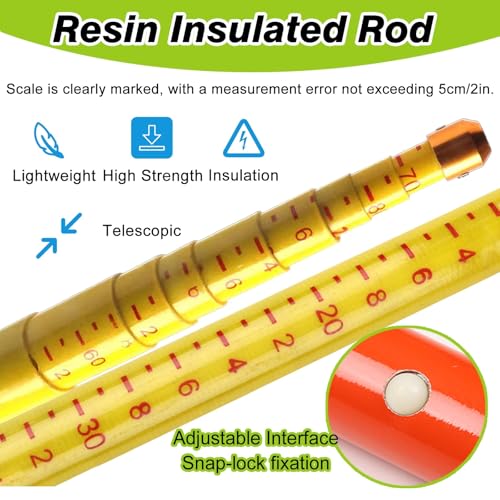 Adjustable Retractable Surveying Rod for Outdoor Use, 10m/32.8ft Measuring Pole, Durable Commercial Grade Ruler, 10 Pack for Precise Measurements and Reliable Performance