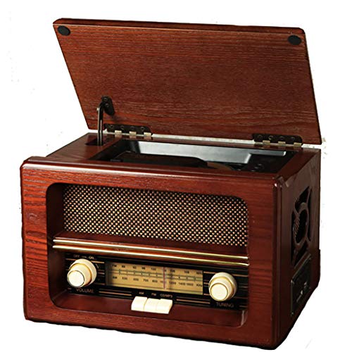 Record player Plattenspieler, Bluetooth-Plattenspieler mit Stereo-Lautsprechern, CD-FM-Radio, USB/SD-codierte 3,5-mm-Musikausgangsbuchse, Plattenspieler aus Naturholz
