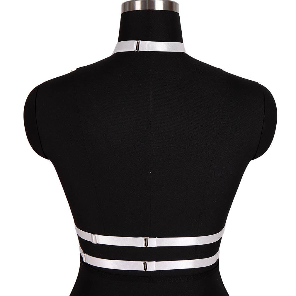 Women Harness Body Cage Open Breast Bra Punk Gothic Top Strappy Hollow Out Frame Garter Belts