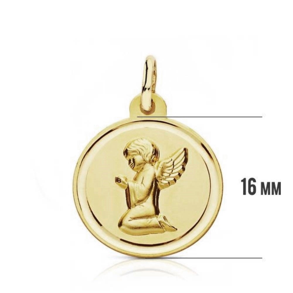 Medalla oro 18k Ángel de la Guarda 16mm, redondo [9065GR]