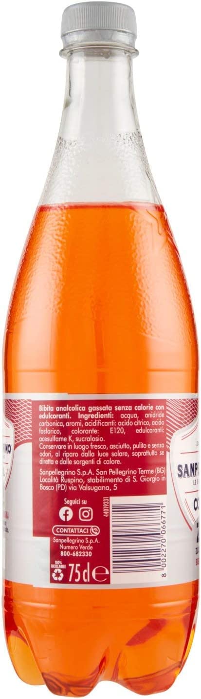 San Pellegrino Lot de 24 cocktails zéro gingembre Zero PET sans sucre 0,75 l Aperitivo boissons gazeuses sans alcool sans sucre