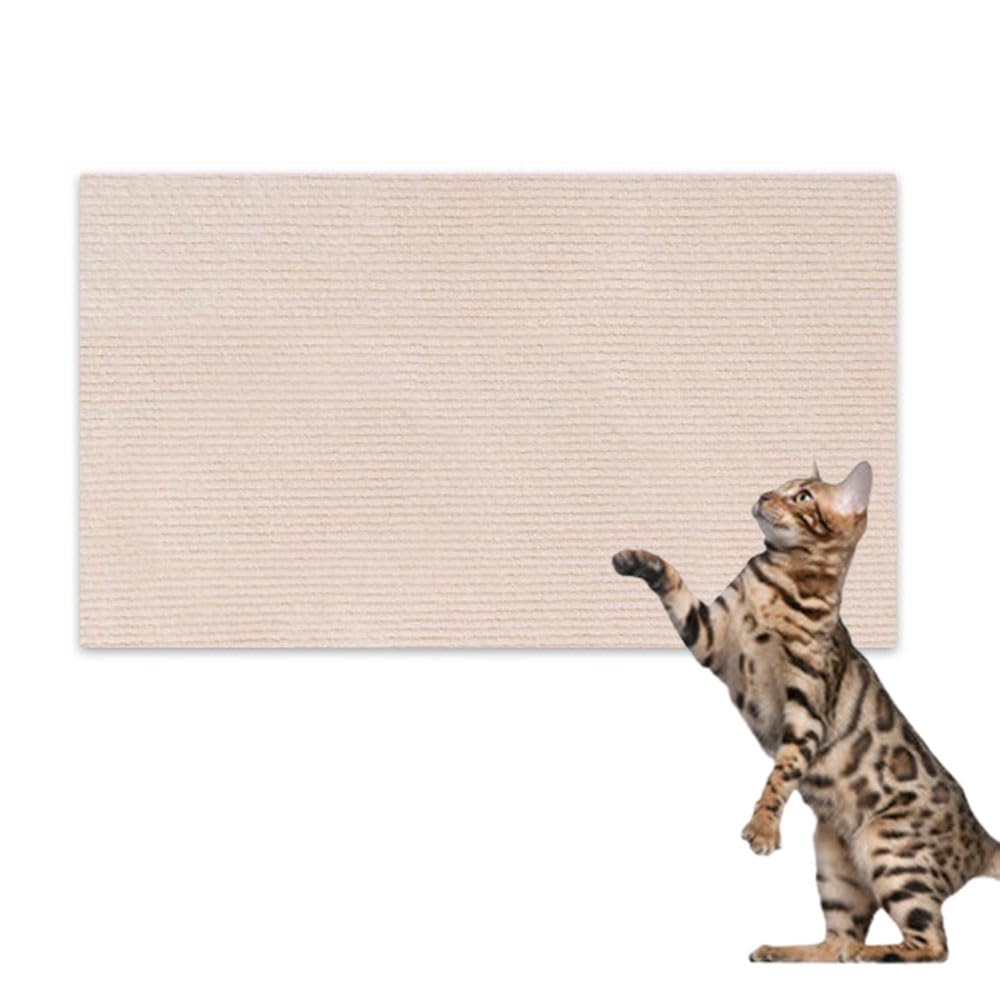 Hearda Cat Scratch Mat, Self Adhesive Cat Scratching Mats, Abrasion Resistant Polyester Scratcher, Protects Furniture & Sofa, Couch Carpets Rug (Brown,60x100cm)