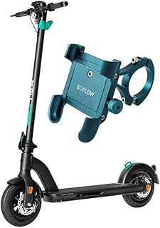 SoFlow - SO myTIER Foldable 10 Inch E-Scooter + Mobile Phone Holder with German Road Legal High Load Capacity up to 150 kg Long Range 40 km Top Speed 20 km/h