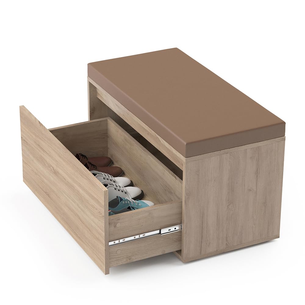 Vicco Panca scarpiera da ingresso Iker, Sonoma, 80 x 45 cm, combinabile con altri mobili della serie Iker