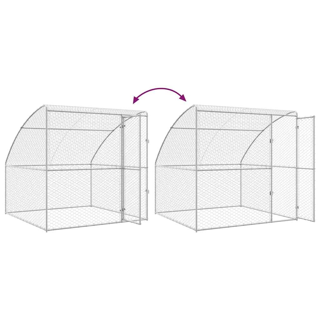 Jaula para perros de acero galvanizado, 2 unidades, 4 x 2 x 2 m, resistente a la intemperie, con techo de malla, cerrojo con cierre, salida de jardín, protección y seguridad para cachorros y