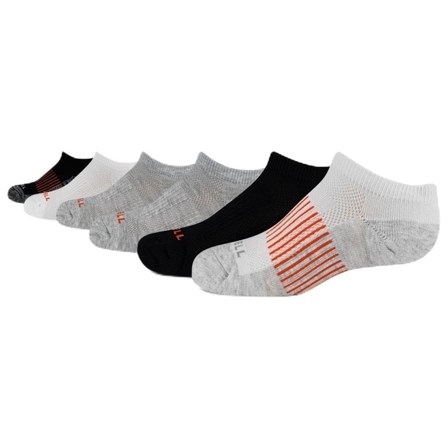 Merrell Kids Everyday Low Cut Socks 6 Pair, White Assort, Men's 5-8.5 / Women's 5-9.5
