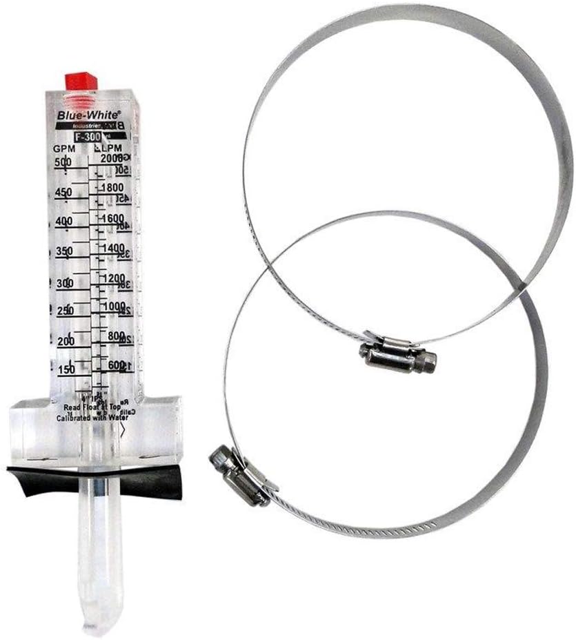 Blue-White Flowmeter for 4 in. PVC Pipe, Horizontal Installation