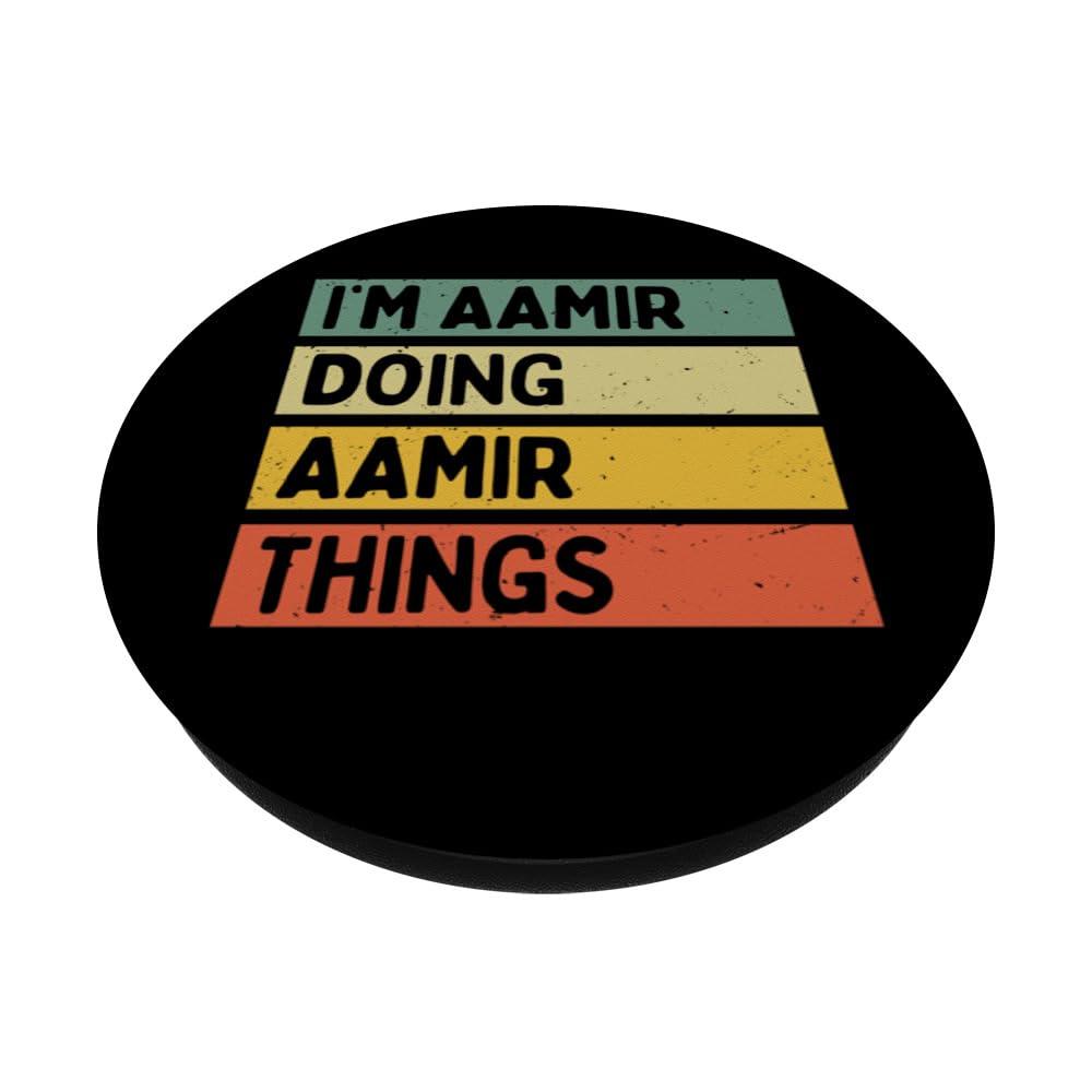 I'm Aamir Doing Aamir Things Funny Personalized Quote PopSockets Swappable PopGrip, Black - Image 2