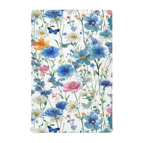 Image of Crib Sheet Breathable Soft Crib Mattress Sheet for Baby Toddler Boys Girls Fitted Crib Sheet Fit Standard Crib Mattress 39 x 27 Inch Watercolor Cornflower Daisy