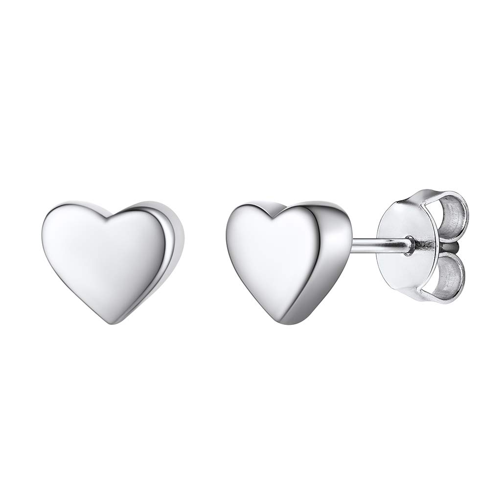 SilvoraDainty Heart S925 Stud Earrings, Valentine's Day Collection Romance 925 Sterling Silver Heart Earring for Women Girls