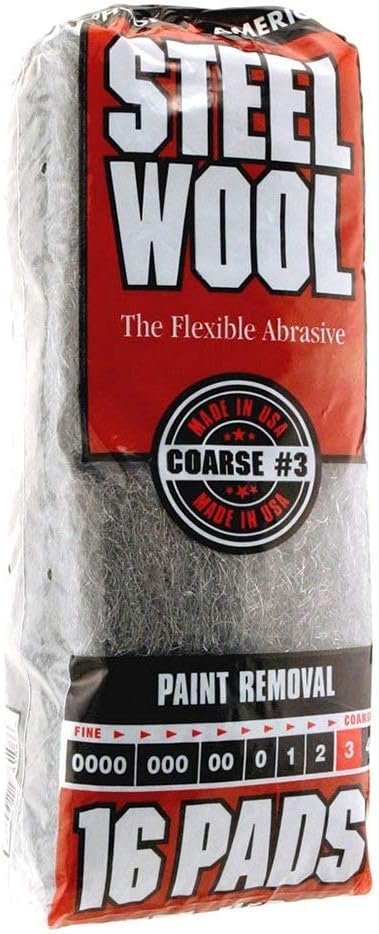 Homax Rhodes American Paint Removal Steel Wool, Coarse Grade #3, 16 Pads (Pack of 6)