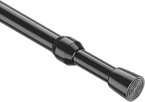 1 barra de cortina de tensión de resorte de 26 a 39 pulgadas, barra de resorte ajustable negra extensible para cocina, baño, ventana, estantería,