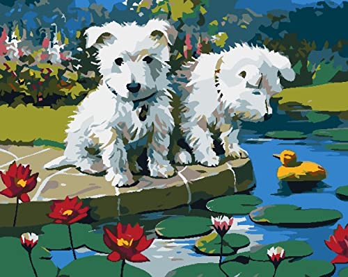 Peinture au diamant 5D adultes contre le stress - Kit broderie strass chiot 30x40cm
