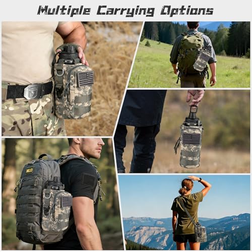 Image of 32 oz Insulated Water Bottle with Sleeve - Stainless Steel Metal Military Black Water Jug, Gym Water Bottles for Men Sports Workout Hiking with Ocean Camo Water Bottle Pouch