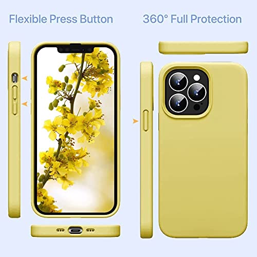 Image of MIDOS Back Cover Compatible with iPhone 14 Pro Max Case Liquid Silicone Full Protection Shock Proof Back Cover for iPhone 14 Pro Max (2022) 6.7 inch (Yellow)