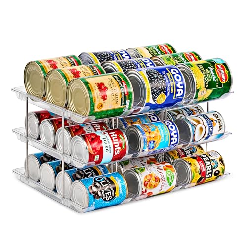 Sorbus 3-Tier Can Organizer for Pantry – Stackable Can Storage Organizer for Kitchen Cabinet, Can Rack Organizer for Pantry Shelf, Canned Food Dispenser with Rolling Design, Adjustable 2 or 3 Tiers