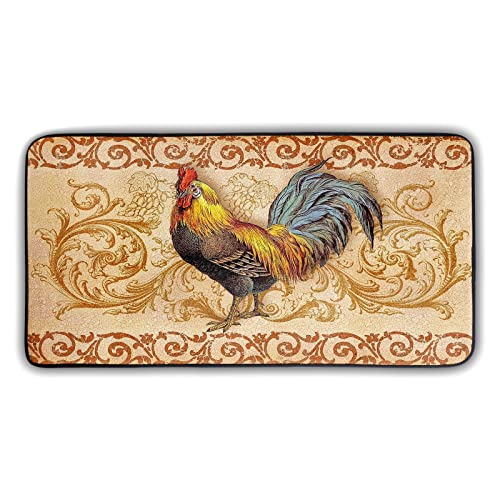 Kitchen Rooster Rugs and Mats 39' X 20' Non Slid Washable Multi-Color Printed Chicken French Country Decor Throw Carpet for Farmhouse Home Kitchen Office Bathroom Decor