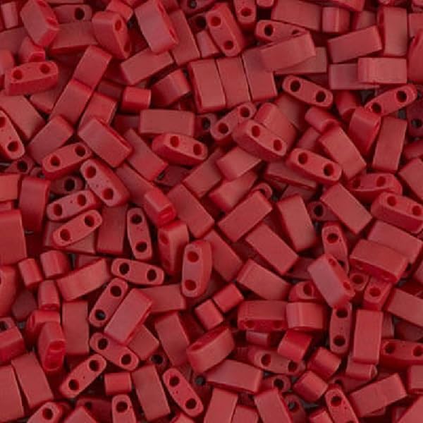 5 g Miyuki 2-Hole Beads, Size Half Tila 5 x 2.3 mm, Matted Metallic Dark Maroon (# 2040), Japan, Glass โ image 1