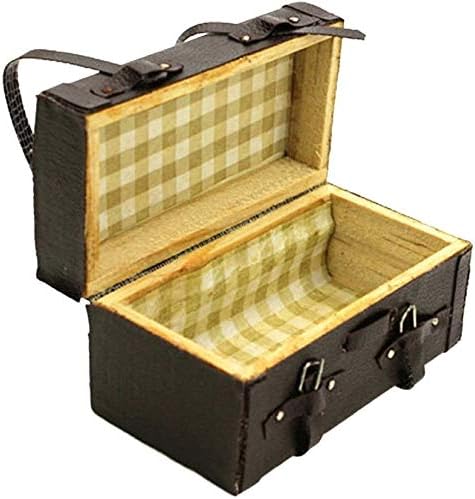 EatingBiting Dollhouse Miniature Doll Furniture Accessories 1:12 Dollhouse Miniature Vintage Brown Lugguage Box Trunk case Bag , Can Open and Close , Retro Elegant Vivid