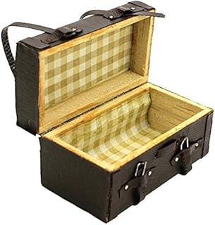 EatingBiting Dollhouse Miniature Doll Furniture Accessories 1:12 Dollhouse Miniature Vintage Brown Lugguage Box Trunk case Bag, Can Open and Close, Retro Elegant Vivid