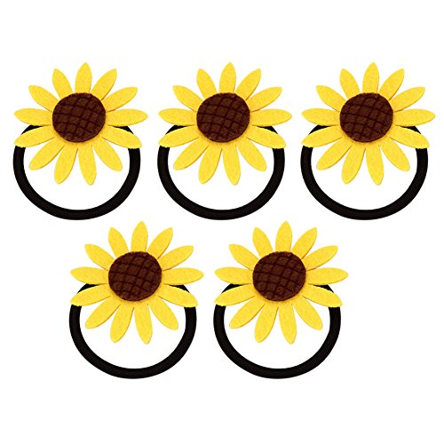 balloonbobo Fashion Ponytail Holder Hair Accessories Pack of 5 Sunflower Elastic Hair Ties Bands Rope for Women and Girls Sunflower