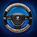 INEBIZ Luxury Leopard Print Fashionable Plush Car Steering Wheel Cover, Universal Fit, Keep Warm for Car SUV (Beige+Black)