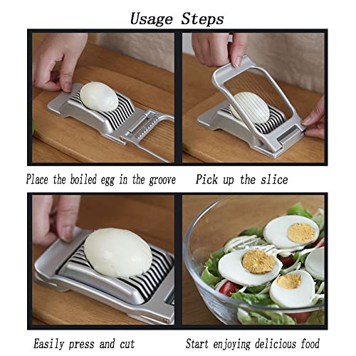Egg Slicer, Egg Cutter For Hard Boiled Eggs Heavy Duty Aluminum Multipurpose Egg Slicer With Stainless Steel Wires, Suitable For Lunch Meat Strawberry Soft Fruit Mushroom 2 Pack #TOP6