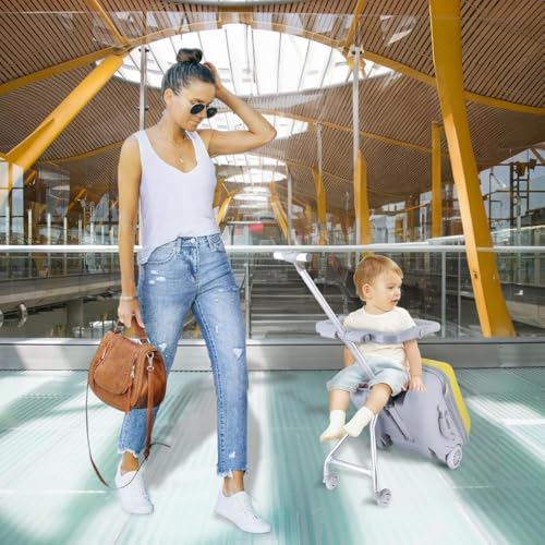 Expandable Luggage with Spinner Wheels,Suitcases with Child Seat,Hard Luggage for Women And Men,20 Inch Hardside Carry on Luggage for Travel,Pink,Safety bar type4